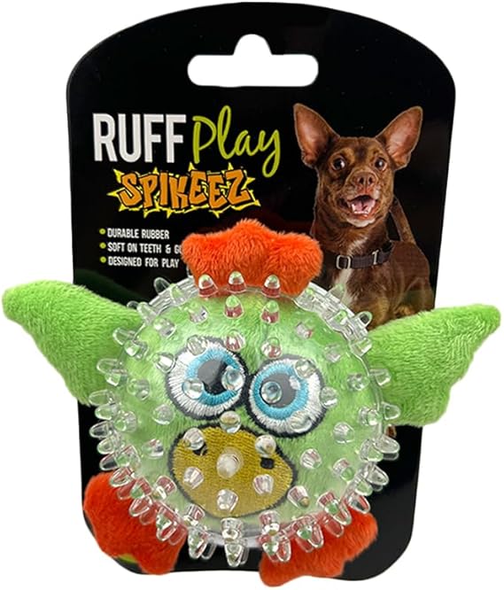 Ruff Play Spiky Squeaky Bird Green Dog Toy - Pet City