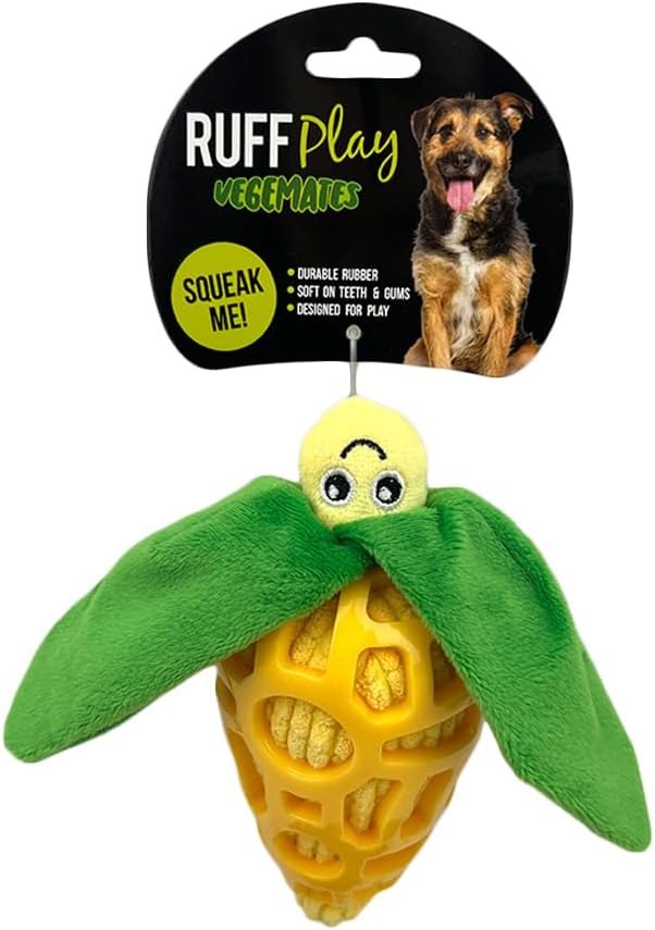 Play Ruff Dog Ruff Play Vegemates Corn Squeaky Plush Dog Toy - Pet City
